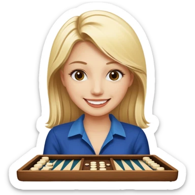 Blonde girl backgammon winner sticker