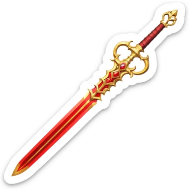 fiery royal golden sword with red blade sticker