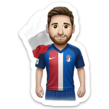 Messi avec un drapeau de france sticker