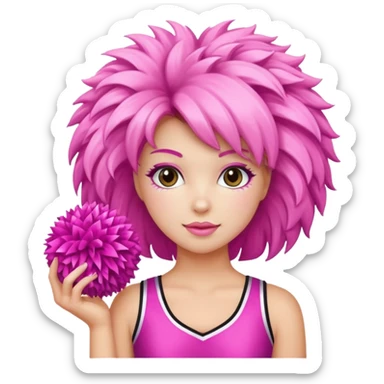 football cheerleader, hold a big cheering pom, pink and twinkle sticker