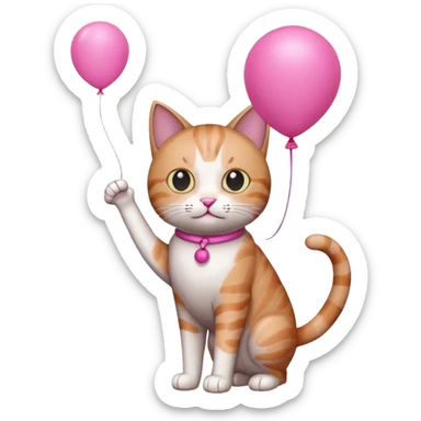 Cat with pink balloon sticker