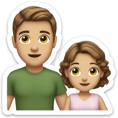 Couple with a baby. Man brown hair and green eyes and girl brown hair and eyes. Baby is a boy.  sticker