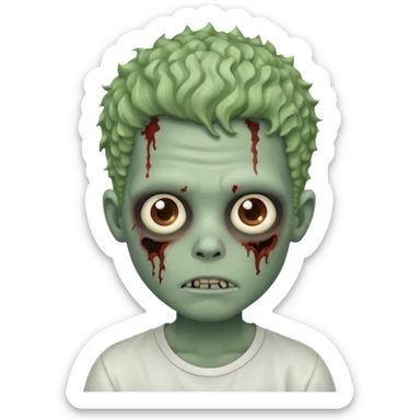 zombie boy with curly fade hair and white shirt emoji sticker
