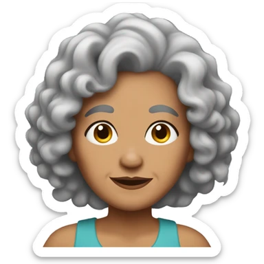 Latina grandma with brown curly long hair and tattoos sticker