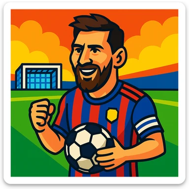 Lionel Messi, football legend, vibrant cartoon style sticker