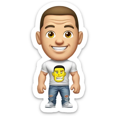 john cena cartoon wearing tee sticker