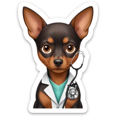 pinscher mini with stethoscope
 sticker