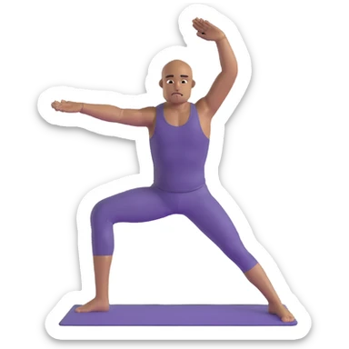man doing warrior pose yoga with arms stretched out, legs in lunge position sticker