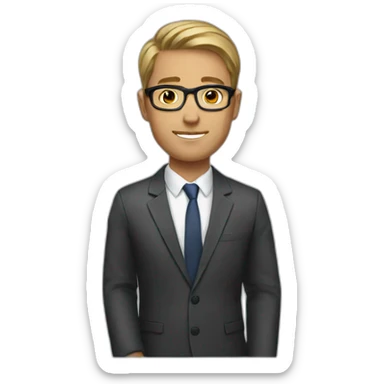 male lawyer short hair transparent glasses sticker