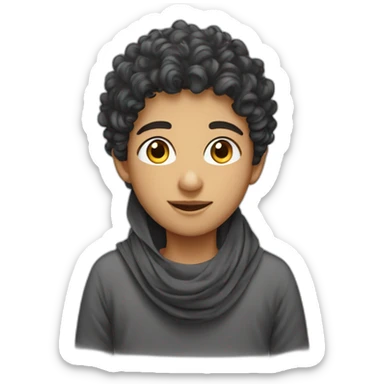 curly arabic boy in loce with hijabi sticker