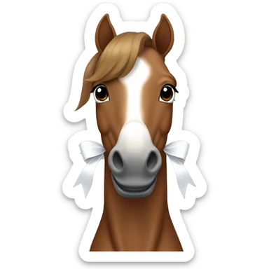 Brown horse with white bow sticker
