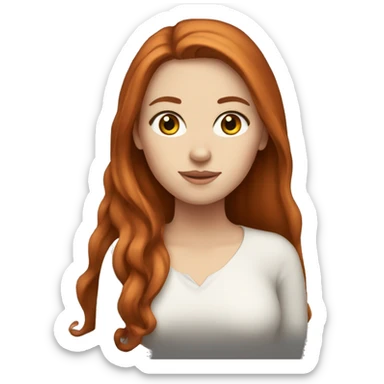 white girl with long auburn hair  sticker