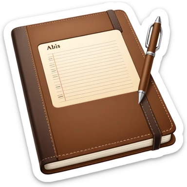 daily planner agenda leather with open page and pen sticker