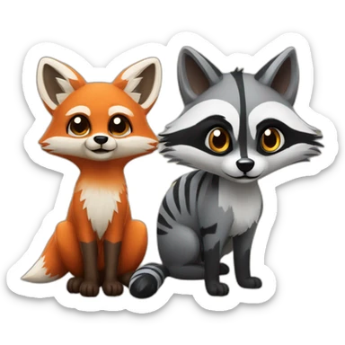 opssum and raccoon and fox sticker