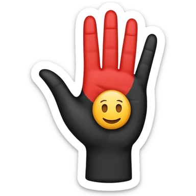 emoji with E-conomic logo and a small outstretched hand symbolizing the Reach team, in E-conomic inspired colors sticker
