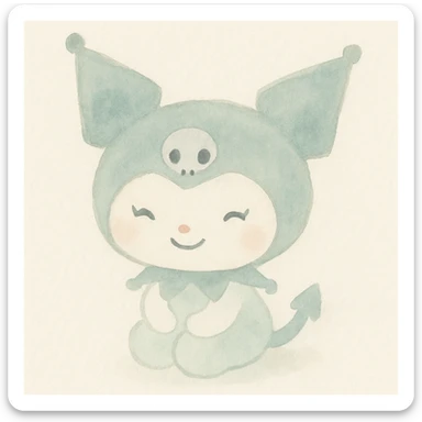 Kuromi character, soft colors, gentle smile sticker