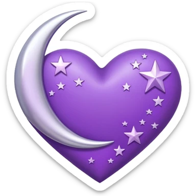 purple heart with a moon and stars sticker
