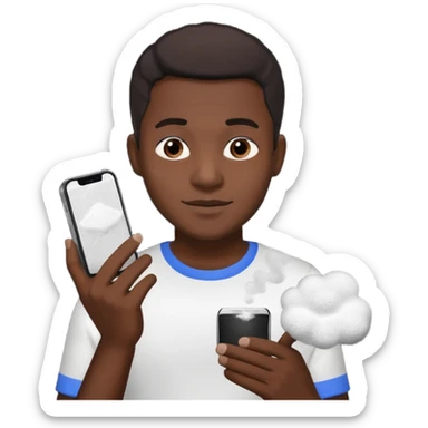 black man holding a phone with three lines of coke on it horizontally  sticker