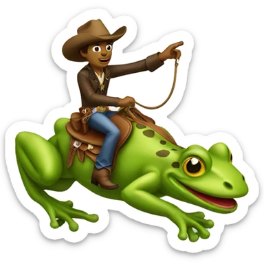 cowboy riding frog sticker