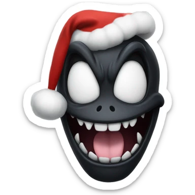 Venom being happy while wearing a Christmas hat sticker