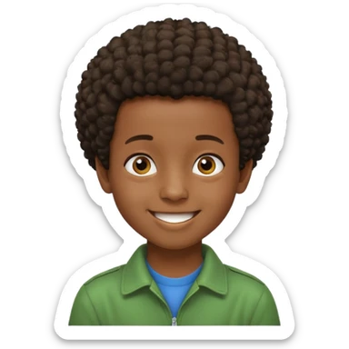 Ethiopian young boy, playful expression, short afro hair sticker