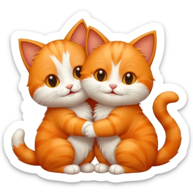 two happy cats hugging sticker
