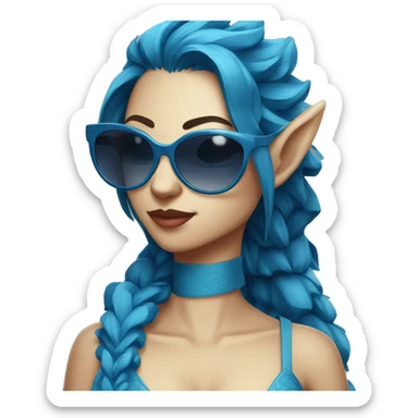 A blue dragon with sunglasses on her eyes, reflecting her coolness and stylishness sticker