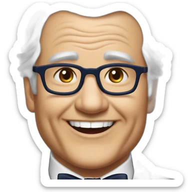 jenkins-a-gray-haired-balding-elder-butler-wearning-navy-blue-dinner-jacket-with-red-bow-tie-smiling-without-glasses sticker