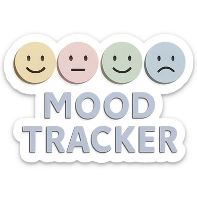 soft pastel mood tracker with round smiley faces, paper craft style, soft pastel colors sticker