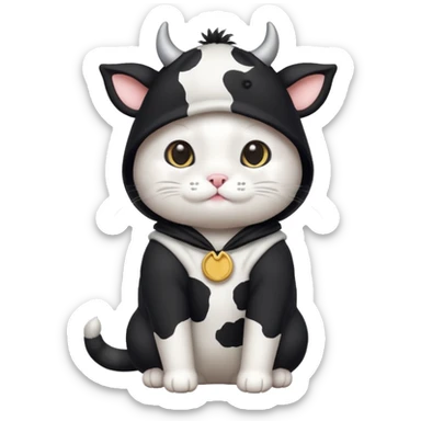 Cute cat in cow costume sticker