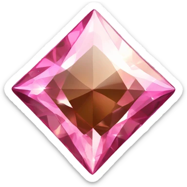 Flat Realistic square shiny sparkling brown and pink glittering diamond. sticker