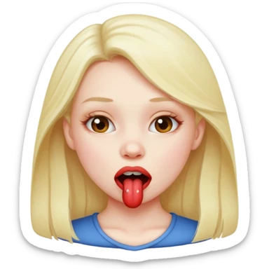 A girl biting her under lip sticker