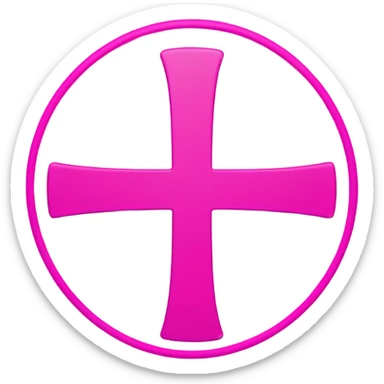 Minimalistic female sign emoji with a pink circle and cross, simple and bold, with smooth lines and a modern digital style sticker