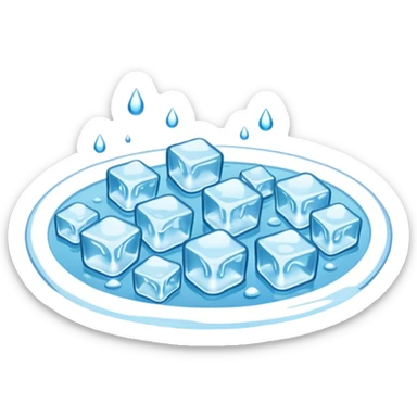Puddle of water and ice cubes sticker