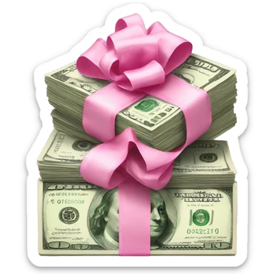 Stack of money with pink bow  sticker