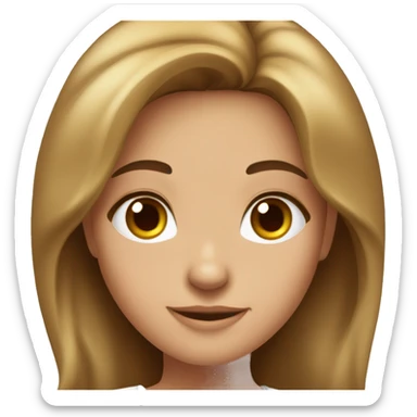 brunette girl, slim, Italian, big maple eyes, shiny brown hair, tanned complexion, good health, white t-shirt sticker