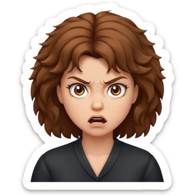 Angry Woman with puffy brown hair   sticker