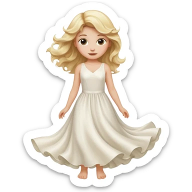 a wavy blonde girl with white sexy dress sticker