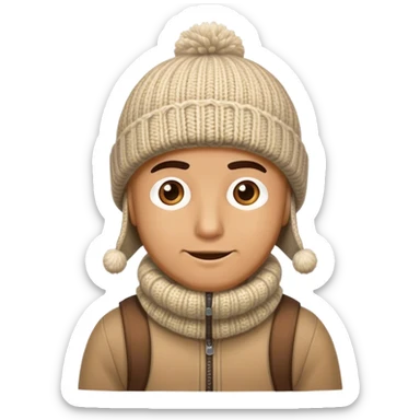 man in outdoor wither clothes and knited hat full scale sticker