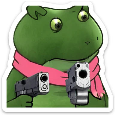 panda with pink scarf and holding a handgun  sticker
