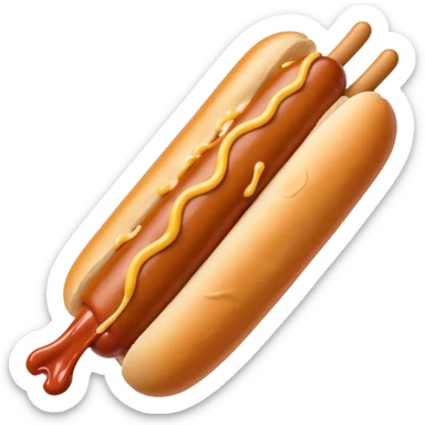 Eating comically large brown hotdog dipped in milk sticker