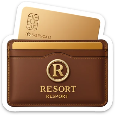 Resort Keycard & Holder: A sleek magnetic keycard paired with a leather card holder embossed with the resort logo.
 sticker