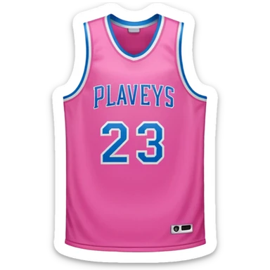 pink basketball jersey with the text PLAVLEYS 23 and a logo sticker