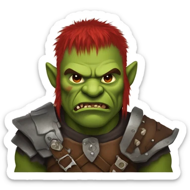 Berserker orc with red beard & red mohican sticker