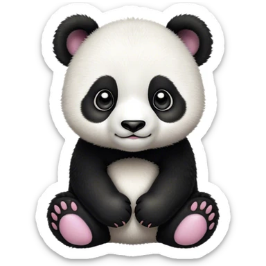 Cinematic Noble Baby Panda Portrait Emoji, Poised and regal, with a tiny, adorable build and a soft, fuzzy Fur of black and white, deep-set soulful gentle eyes, Simplified yet sharp and sophisticated features, highly detailed, glowing with a soft, dignified glow, high shine, intelligent and endearing, stylized with an air of miniature majesty, focused and attentive, soft glowing outline, capturing the essence of a watchful and confident little panda, so majestic it feels as though it could toddle out of the screen with effortless authority! sticker