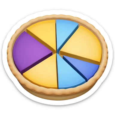 A pie chart with purple, yellow and blue colors only, with only 3  slices similar to this but with the colors I mentioned  sticker