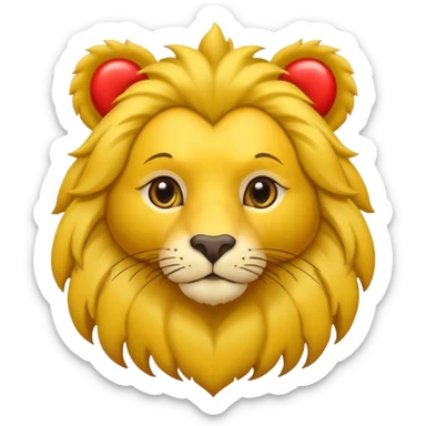 León con corazones en el ojo sticker