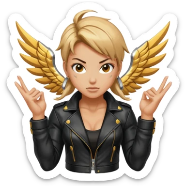 Make me look like a cool female street fighter from the video game, I want the power to fly too. Also make me sparkly. sticker