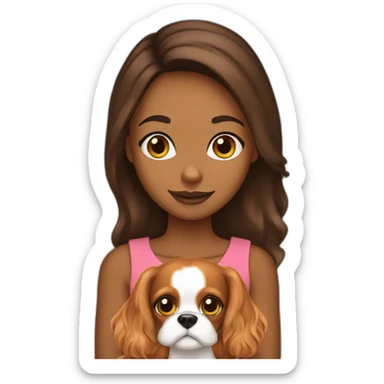 girl holding a cavalier king charles spaniel  sticker