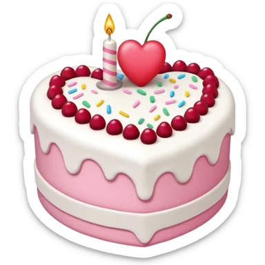 Coquette pink heart shaped layered birthday cake sticker
